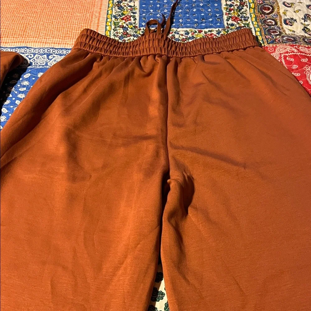 Women’s Pant outfit. Half-Zip Pullover Sweater – Rust Orange and matching pants. - Picture 7 of 9
